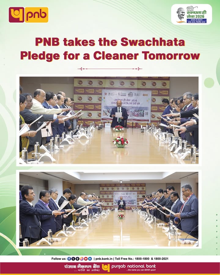 Punjab National Bank observed Swachhata Hi Seva SHS 2026 with a Swachhata Pledge led by MD CEO Shri Ashok Chandra, along...