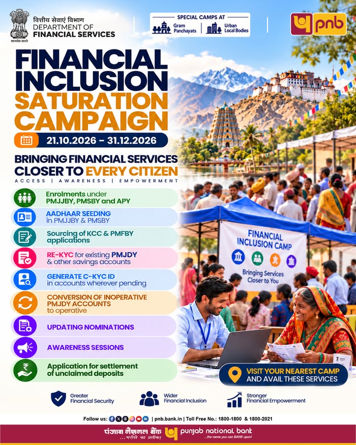 Financial Inclusion Saturation Campaign October 21 December 31, 2026 aims to bring financial services closer to every ...