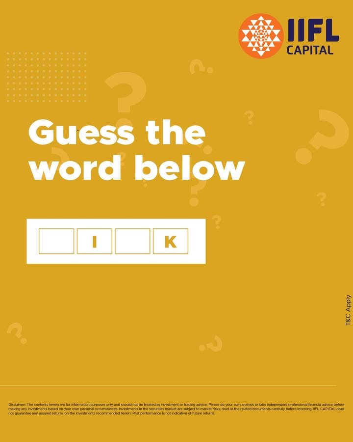 Can you guess the word Let us know in the comments section below IIFLSecurities invest stockmarket quiz quizathon Disclaimer https tinyurl.com IIFLCapital Can you guess the word Let us know in the comments section below IIFLSecurities invest stockmarket quiz quizathon Di...