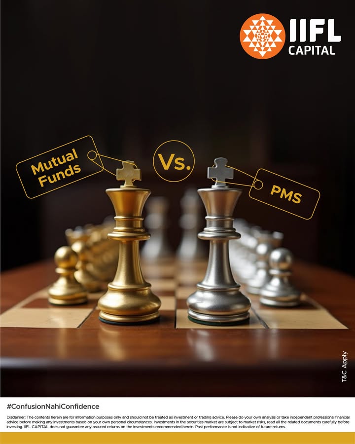 Confused whether to opt for PMS or Mutual Funds Get to know the differences below. IIFLCapital invest ConfusionNahiConfidence PMS MutualFund Follow us for more updates Disclaimer https tinyurl.com 49xd3vns Confused whether to opt for PMS or Mutual Funds Get to know the differences below