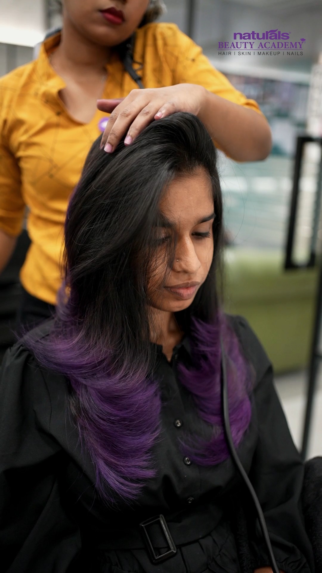 Would you dare to go Voilet Watch this stunning blue funky hair transformation by our Hair Trainer Karthika