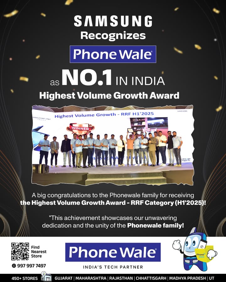  Proud Moment for Phonewale A big congratulations to the Phonewale family for receiving the Highest Volume Growth...