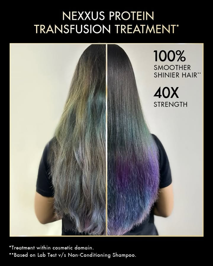 Reclaim your hairs 24K shine Try the new Nexxus Protein Transfusion Treatment at Lakm Salon