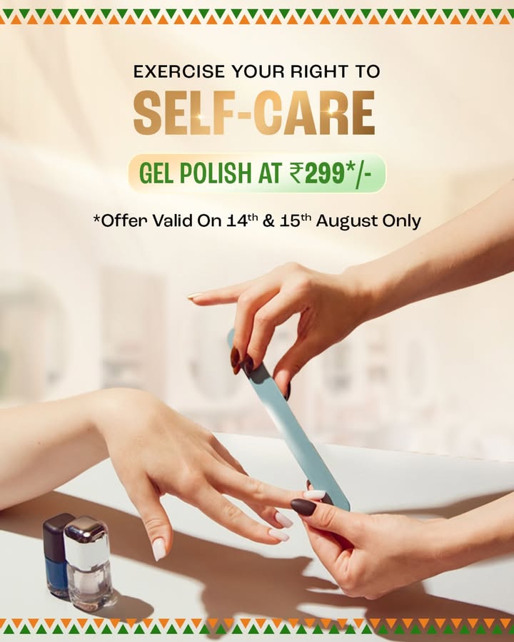 This Independence Day, give your nails the care they deserve. Get a flawless gel polish finish at just 299 