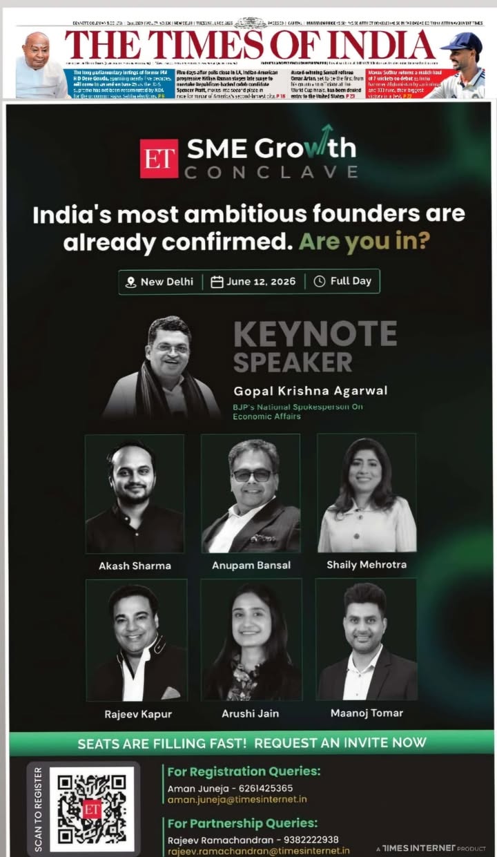  Today at the ET SME Growth Conclave 2026 ...