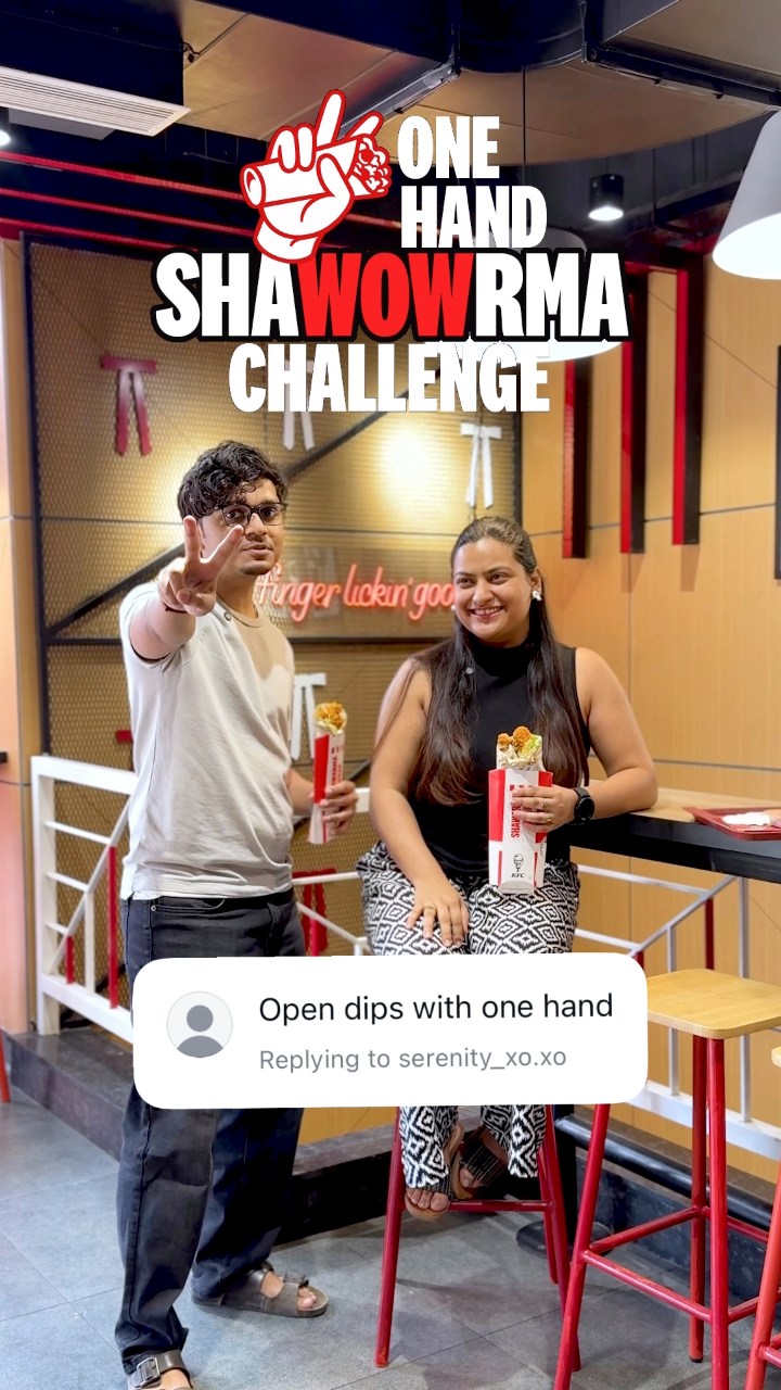 ShaWOWrma in one hand, and dip drama in the other Finally a challenge we won Drop yours in the comments KFC Cr... , Ajmer , PR Marg