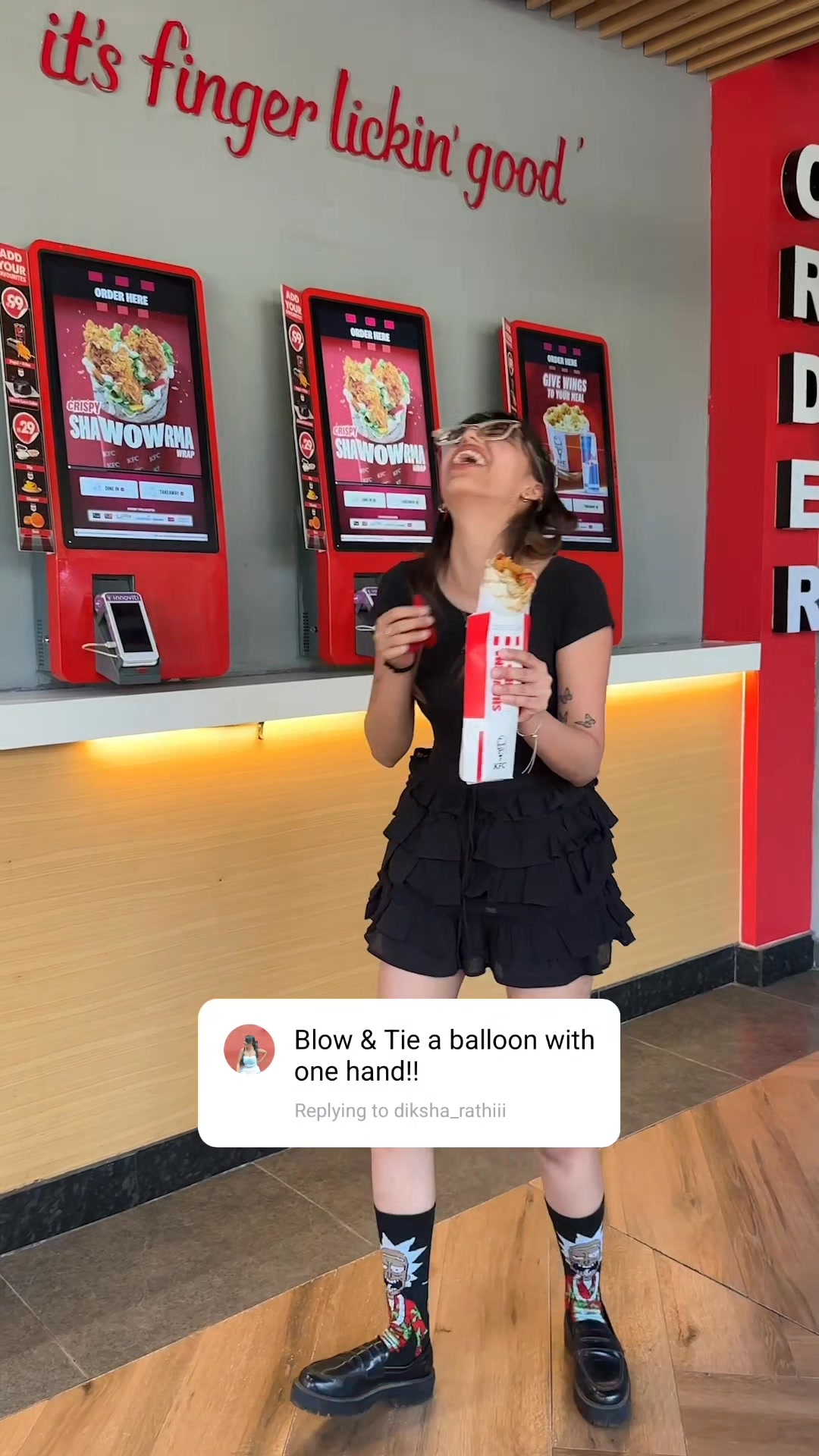 Grip on the balloon is questionable but grip on the ShaWOWrma is unshakeable KFC Crispy ShaWOWrma Wrap, New Wrap, ShaWOWrm... , Hyderabad , Ameerpet Metro Station