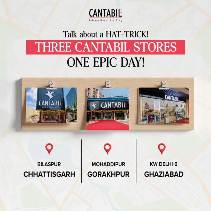 Fashion just got bigger CANTABIL shot its HAT TRICK at Bilaspur, Gorakhpur Raj Nagar Extension today Shop Celebrate ...