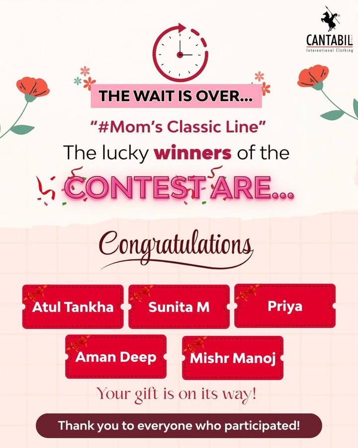 The wait is finally over Were excited to announce the lucky winners of the Moms Classic Line Contest Congratulati...