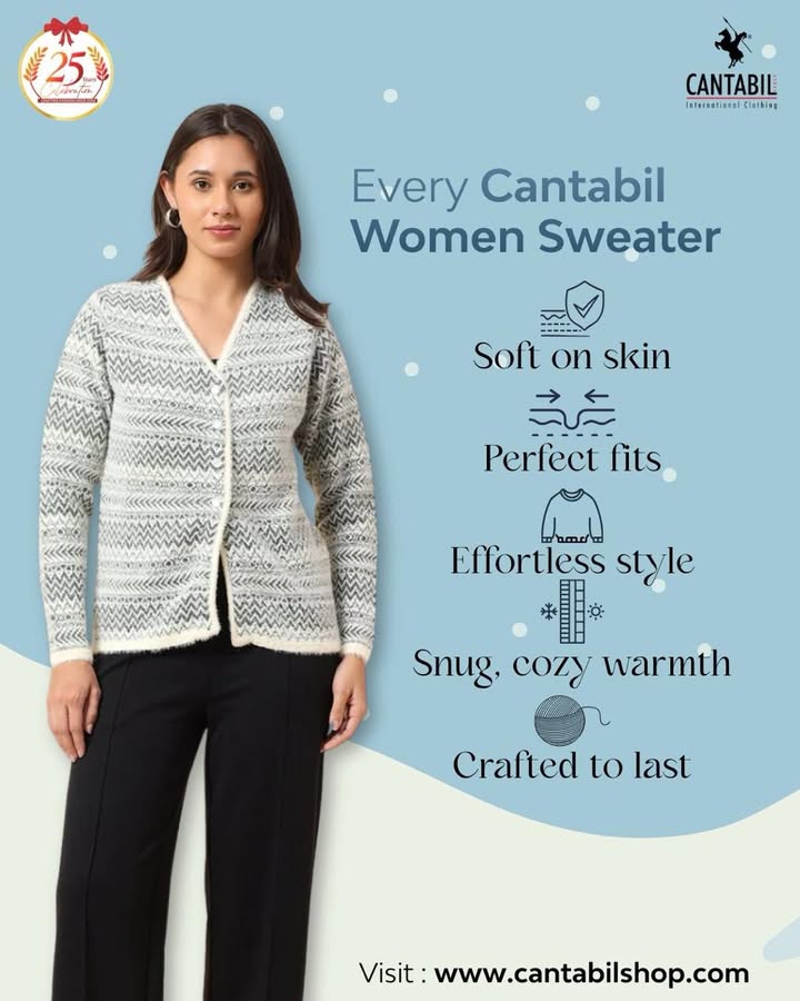 Stay warm, look refined Cantabil sweaters blend comfort, style, and lasting quality for your perfect winter wear