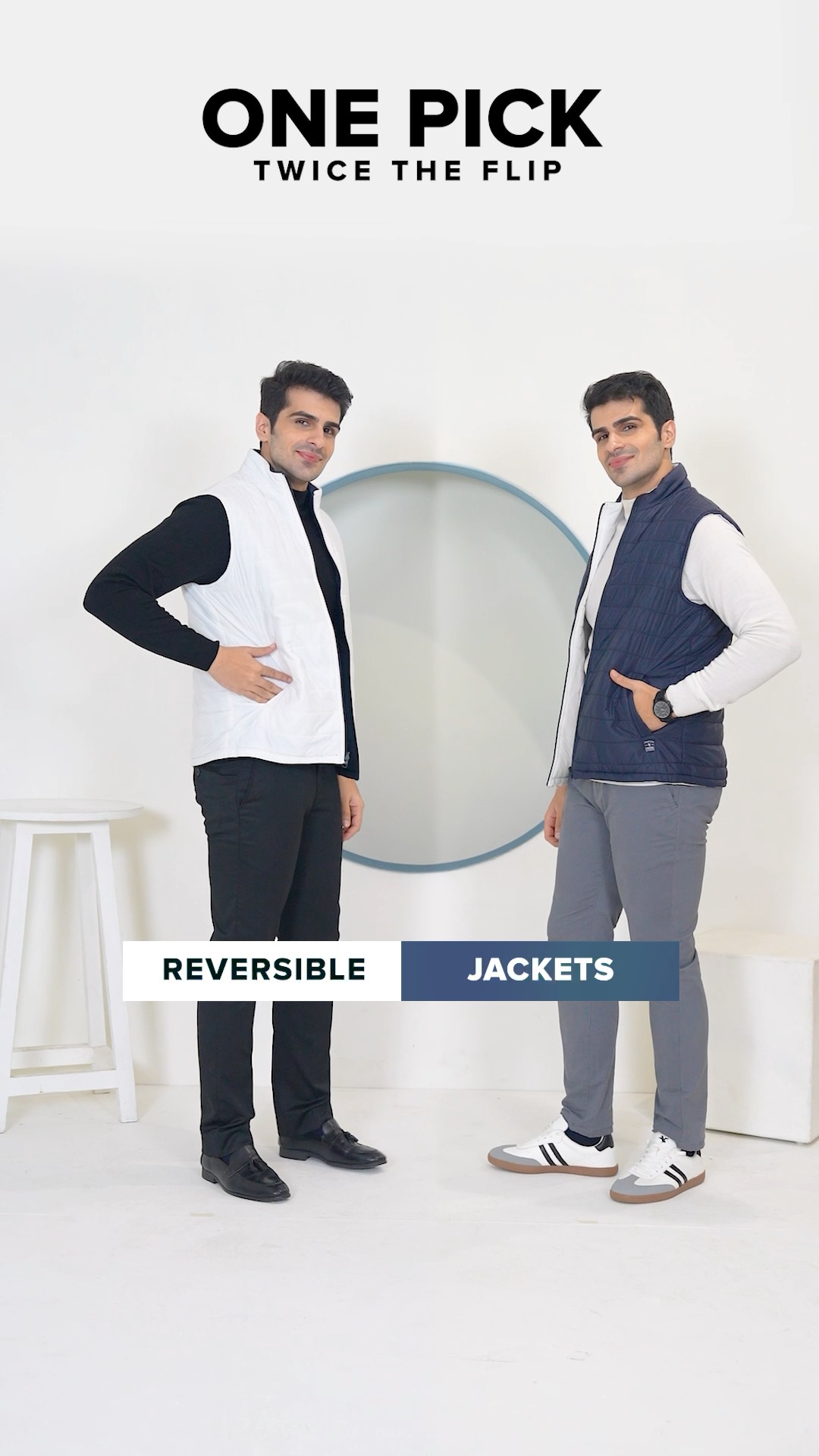 Flip the jacket. Switch the vibe. Sleeveless for comfort, bold for impact. One piece, two distinct looks