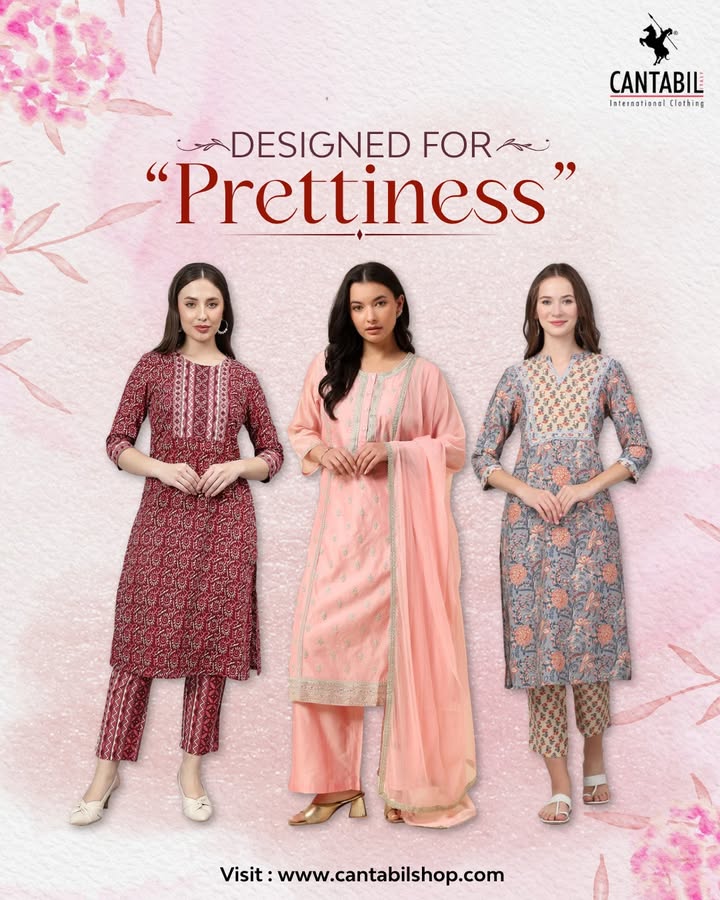 When simplicity feels right, let Cantabil Kurti Palazzo Sets create a stunning festive impression