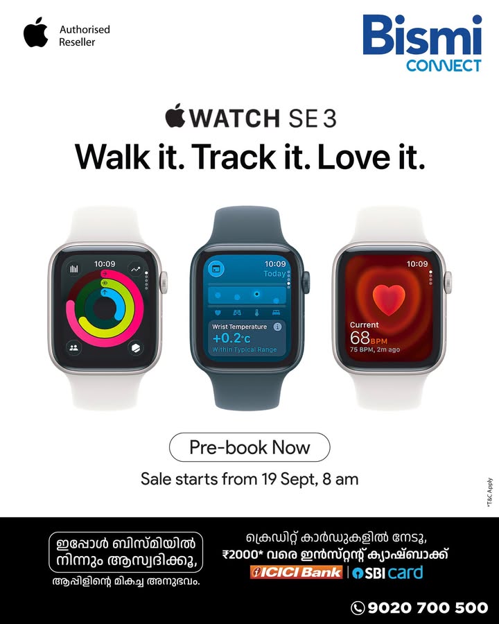 Your everyday fitness partner is here The all new Apple Watch SE 3 Walk it. Track it. Love it