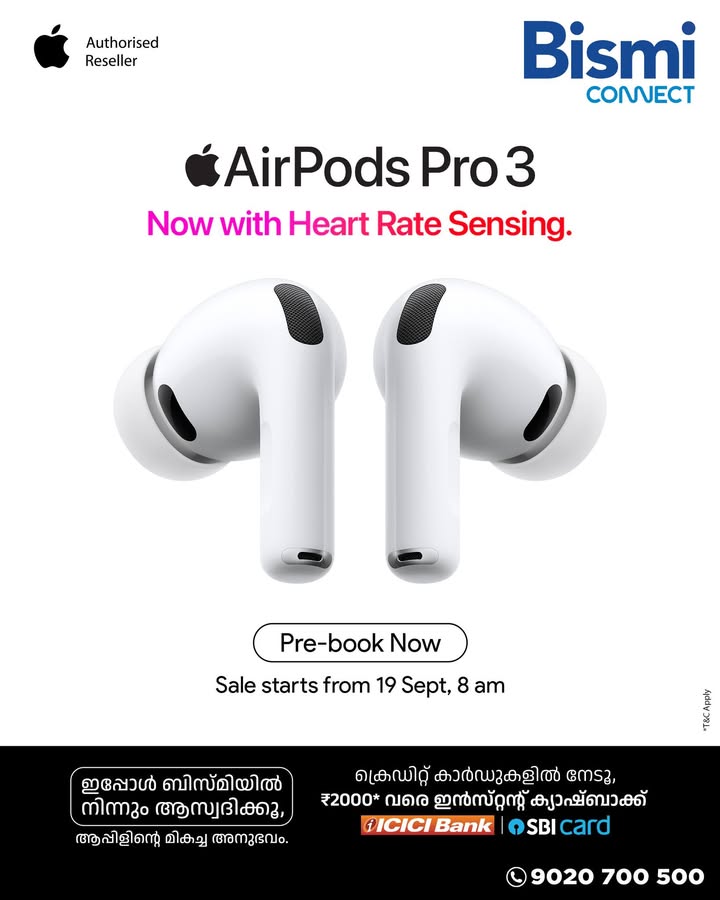 Feel the beat, inside and out Introducing the all new AirPods Pro 3 now with Heart Rate Sensing