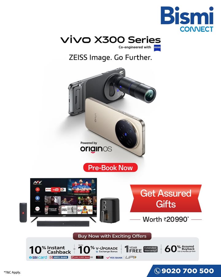 Upgrade to the vivo X300 Series and experience ZEISS powered imaging like never before Pre book today and enjoy exclusive ...