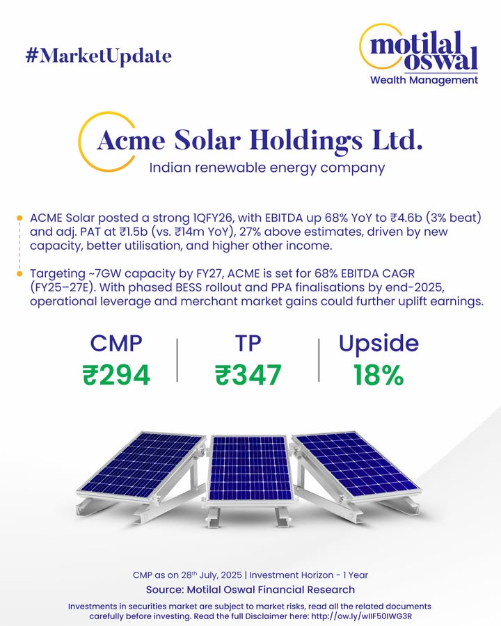  MarketUpdate ACME Solar powers ahead in Q1 Strong earnings momentum led by new capacity, higher efficiency, and solid i...