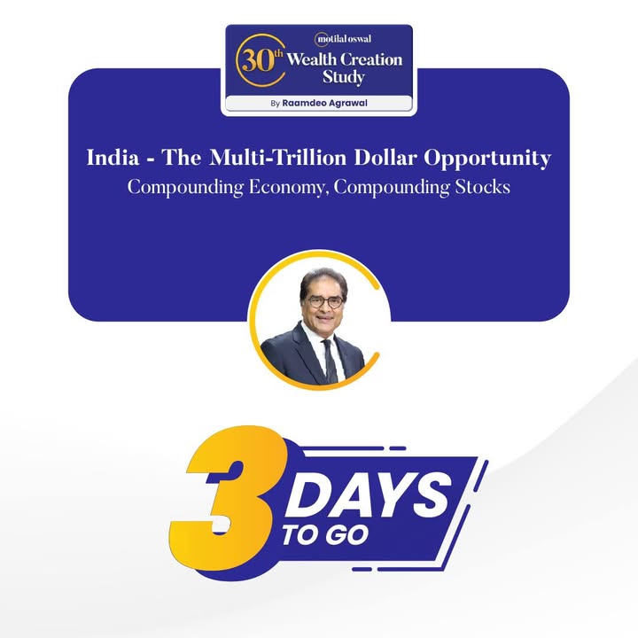 Just 3 days to go The WealthCreationStudy, your compass to Indias Multi Trillion Dollar Opportunity is almost here Ge...