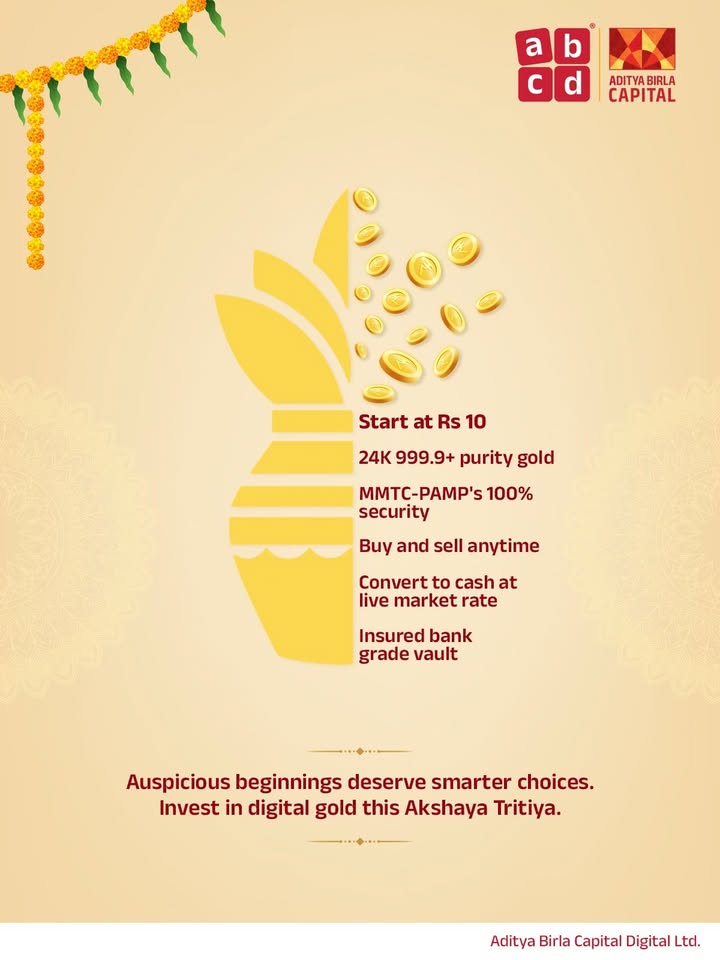 This Akshaya Tritiya, make a smart beginning with ABCD Digital Gold where tradition meets effortless investing, starting at ...