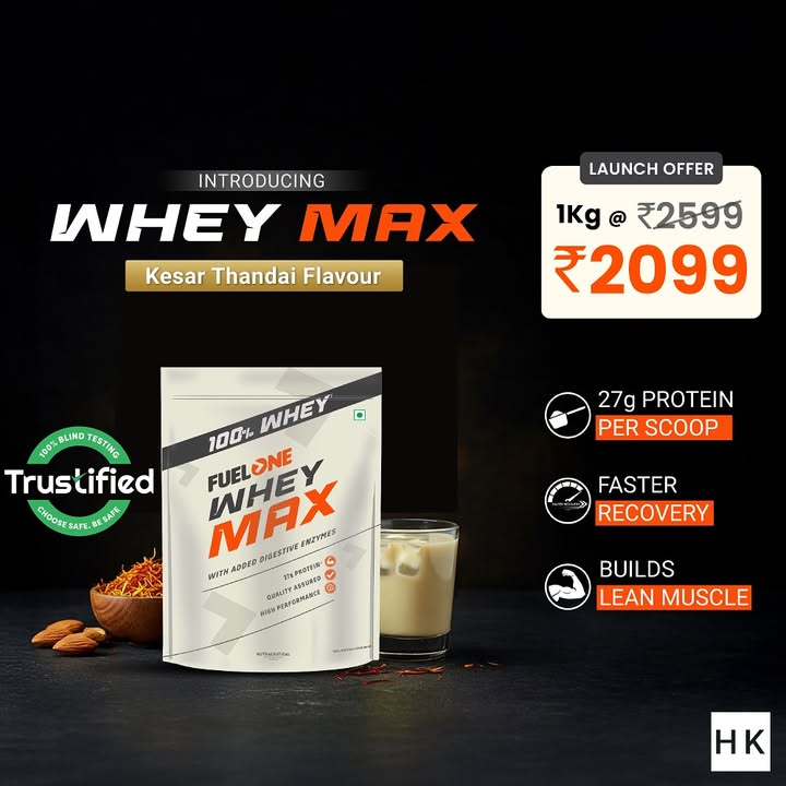 Time to Elevate Your Gains with the Ultimate Rich Kesar Thandai this summer Introducing FuelOne Whey Max Prot...