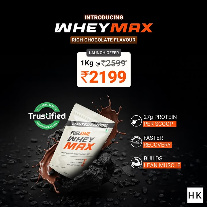 Time to Elevate Your Gains with the Ultimate Rich Chocolate Rush Introducing FuelOne Whey Max Protein in Rich Chocolat...