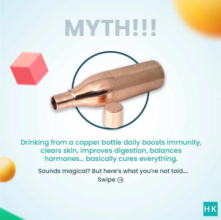 Drinking from a copper bottle Good. Drinking from it all day, every day Not so much