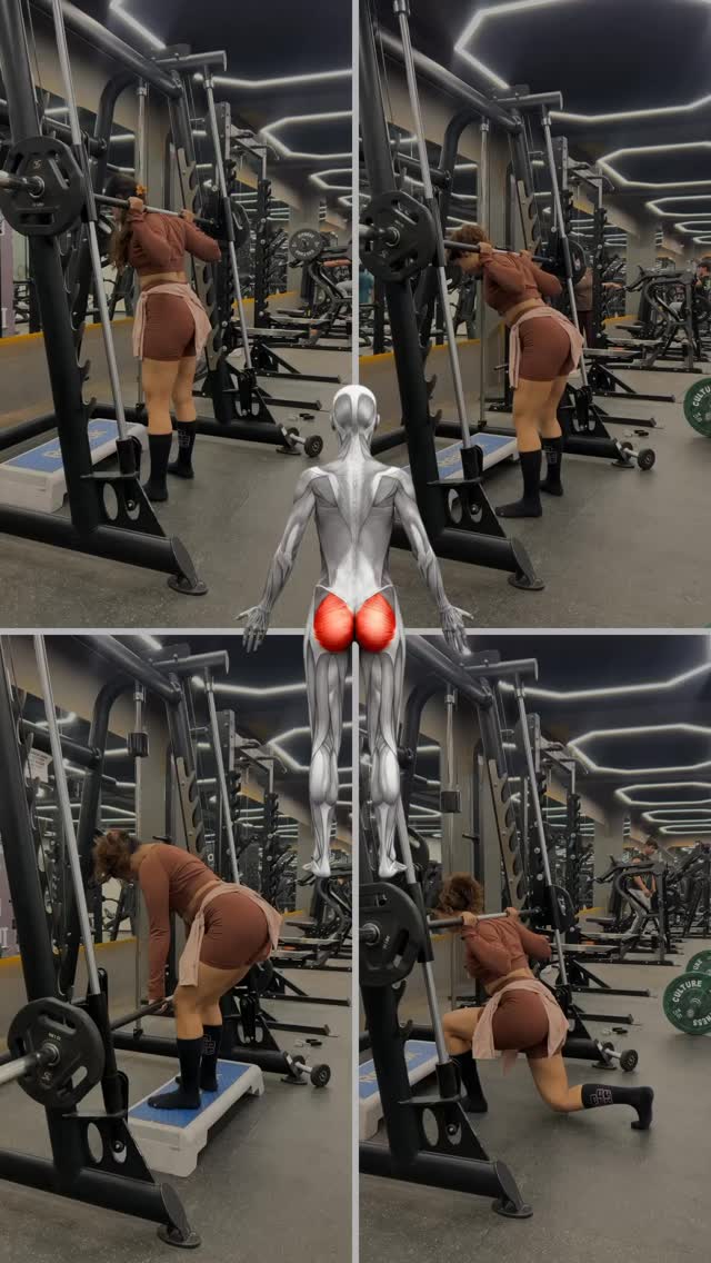 Glutes day Smith machine only Smith machine movements are perfect for glute training because they help you maintain...