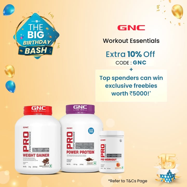 HealthKarts Big Birthday Bash Is LIVE Stack your GNC favourites today Shop big. Win bigger