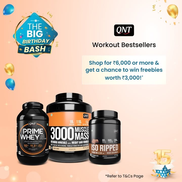 HealthKart s Big Birthday Bash Is LIVE Stack your QNT favourites today Shop big. Win bigger. Surprise goodies await..