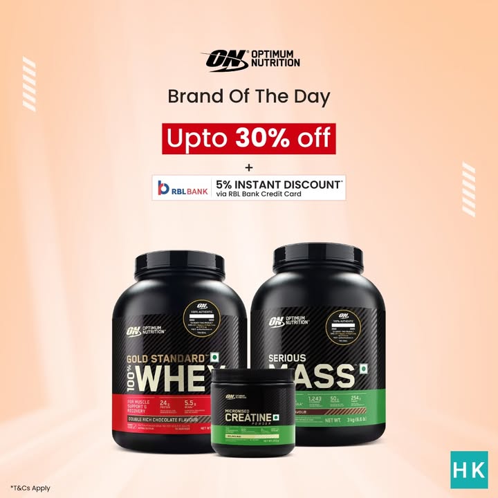 Level up your fitness game with optimum nutrition Up to 30 off on Optimum Nutrition extra 5 instant discount