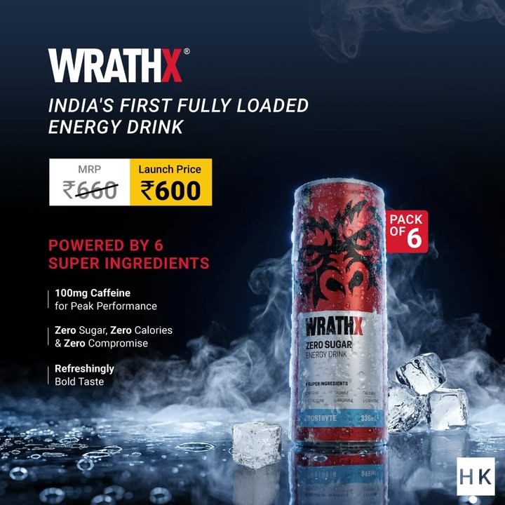 Indias first fully loaded energy drink is finally here. WRATHX zero sugar, maximum impact