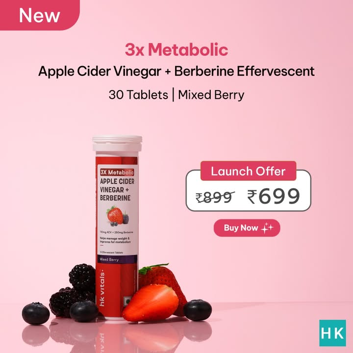 Meet your new metabolism booster HK Vitals 3X Metabolic ACV Berberine in a tasty mixed berry fizz Launchin...