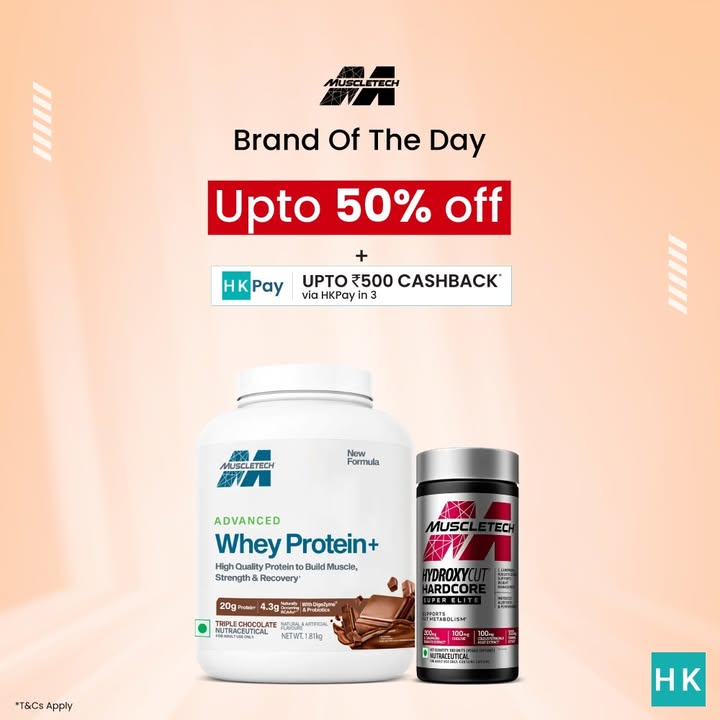 Fuel your fitness goals with MuscleTech Enjoy up to 50 off on premium supplements extra cashback on every order