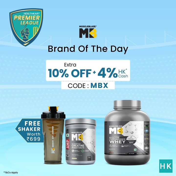 Take your performance up a notch with MuscleBlaze Brand of the Day offer Extra 10 OFF 4 HK Cash Use Code MBX Lev...
