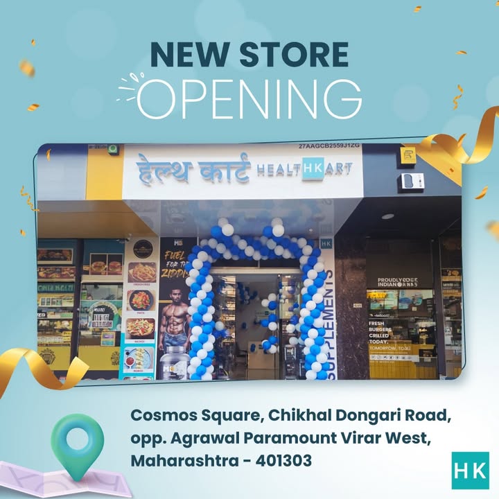 HealthKart opens its newest store in Virar West. Your go to spot for fitness, supplements wellness essentials