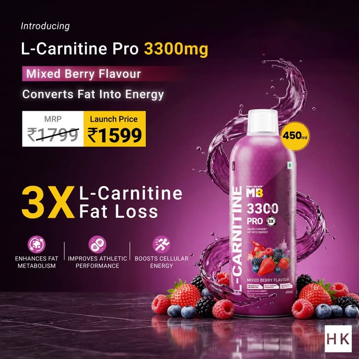 Here is a BERRY good news for your fitness goals Meet the all new L Carnitine Pro 3300mg in a delicious Mixed...