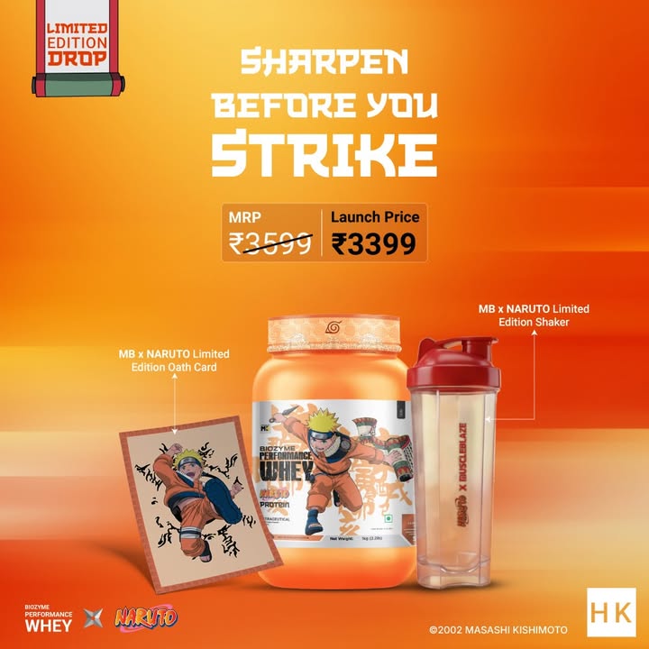 Sharpen before you strike Fuel your training with the LIMITED EDITION MB x Naruto Biozyme Performance Whey MR...