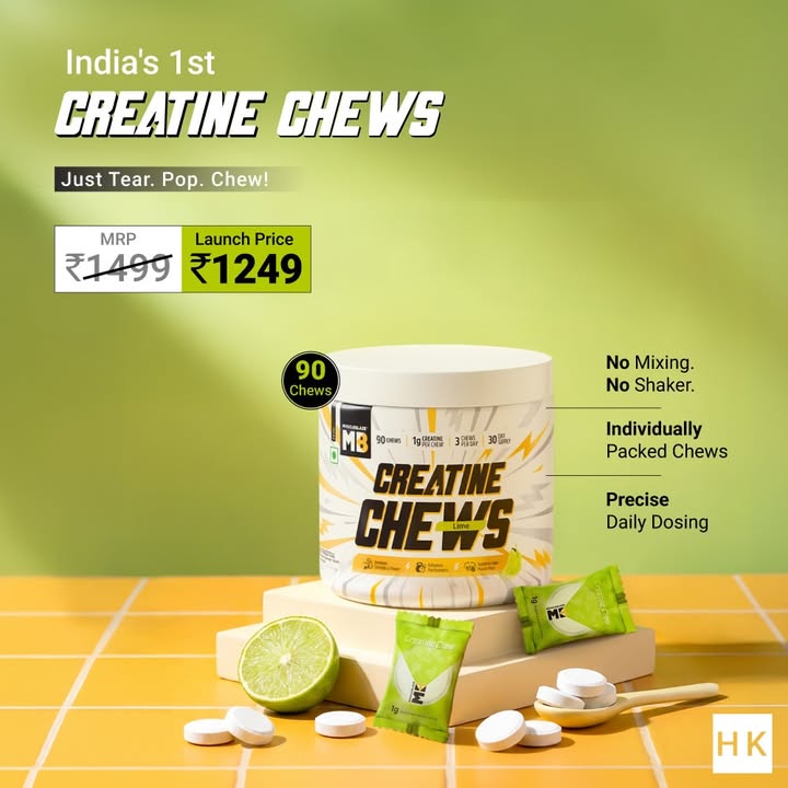  Your creatine routine just became easier. Say hello to Indias 1st Creatine Chews No scoop. No shaker. No mess