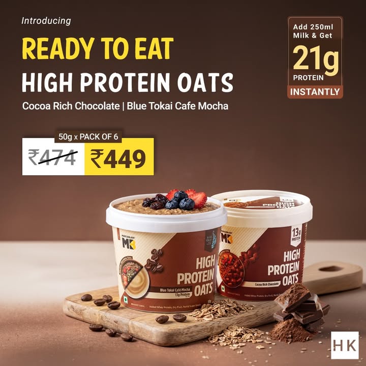 Your favourite MuscleBlaze High Protein Oats just got more convenient Introducing the all new Ready To Eat packs ...