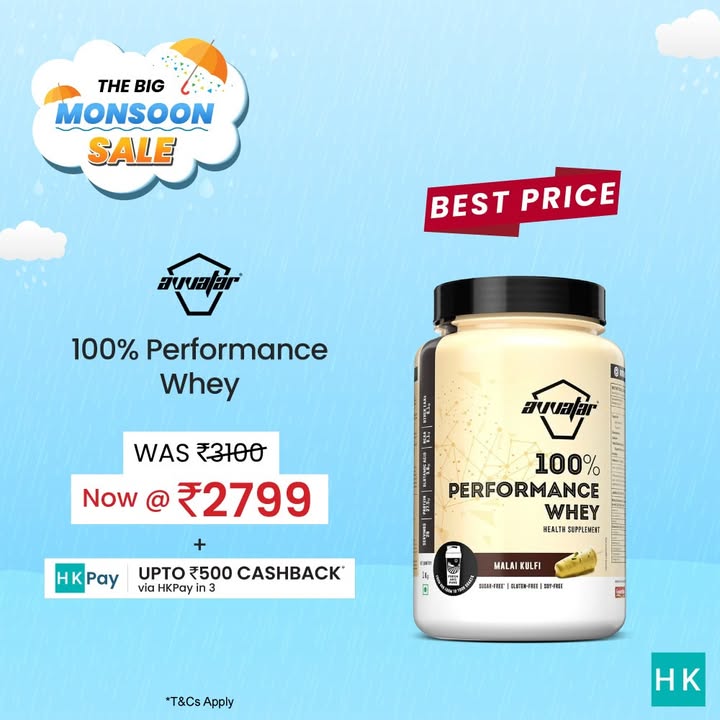  Your protein deserves a better price. Get Avvatar 100 Performance Whey for just 2799
