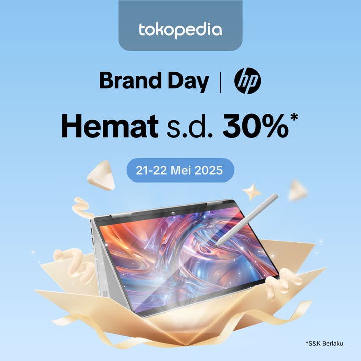  HP Brand Day di Tokopedia Temukan Penawaran Spesialmu Upgrade produktivitasmu dengan perangkat HP terbaru hemat h...