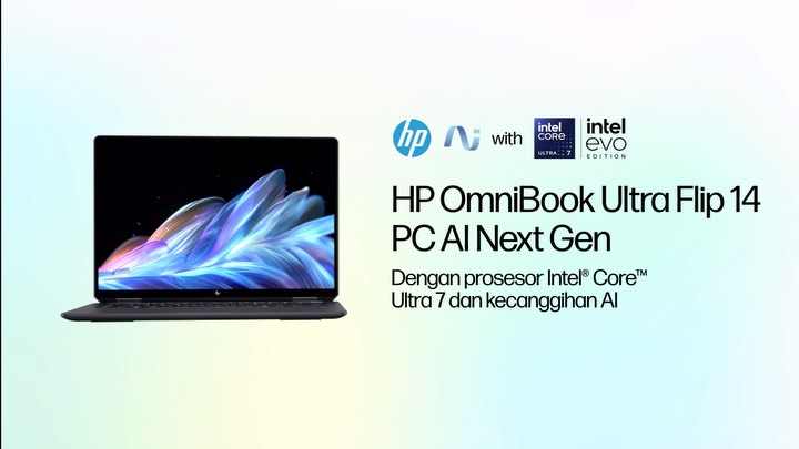 HP proudly presents OmniBook Ultra Flip 14 PC AI Next Gen dengan prosesor Intel Core Ultra 7 dan kecanggihan AI