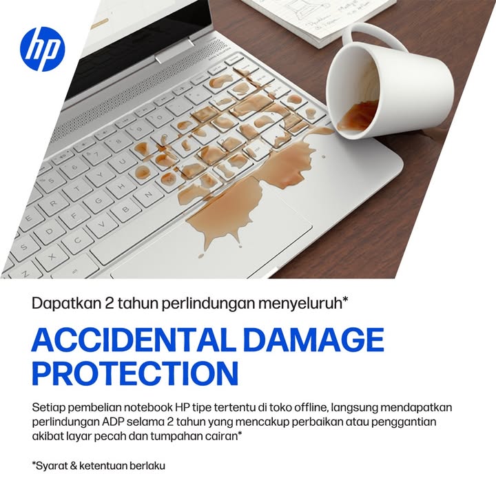 Kadang bukan ceroboh, cuma kurang beruntung Khawatir notebook kamu tidak sengaja terjatuh atau kena tumpahan air Tenan...