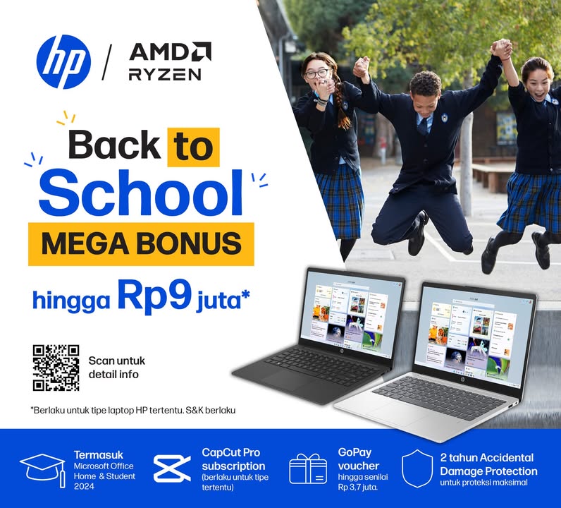  Awali tahun ajaran baru dengan laptop HP Klaim Mega Bonus HP hingga Rp9 juta untuk pembelian laptop HP tipe tertentu