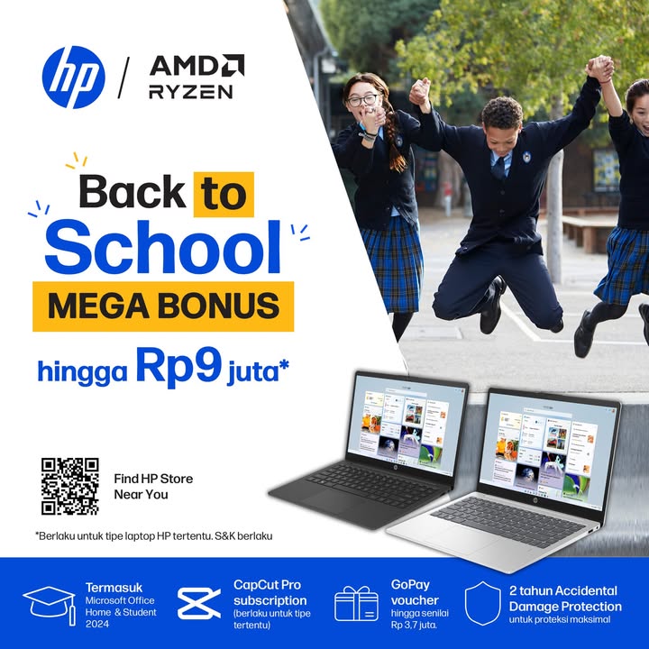  Awali tahun ajaran baru dengan laptop HP Klaim Mega Bonus HP hingga Rp9 juta untuk pembelian laptop HP tipe tertentu