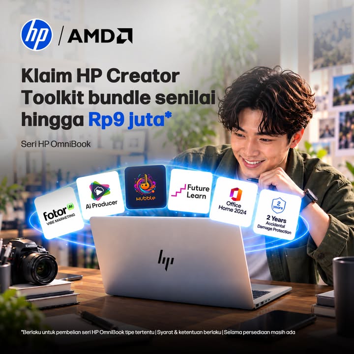 Laptop lo bisa ngasih hadiah kayak gini, gak Beli HP OmniBook dan klaim HP Creator Toolkit bernilai hingga Rp9 juta le...