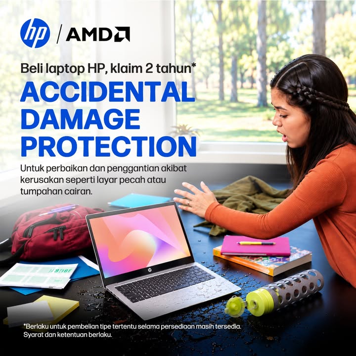 Khawatir laptop kena tumpahan air atau layarnya retak Tetap tenang Karena, kalau beli laptop HP tipe tertentu, kamu bisa...