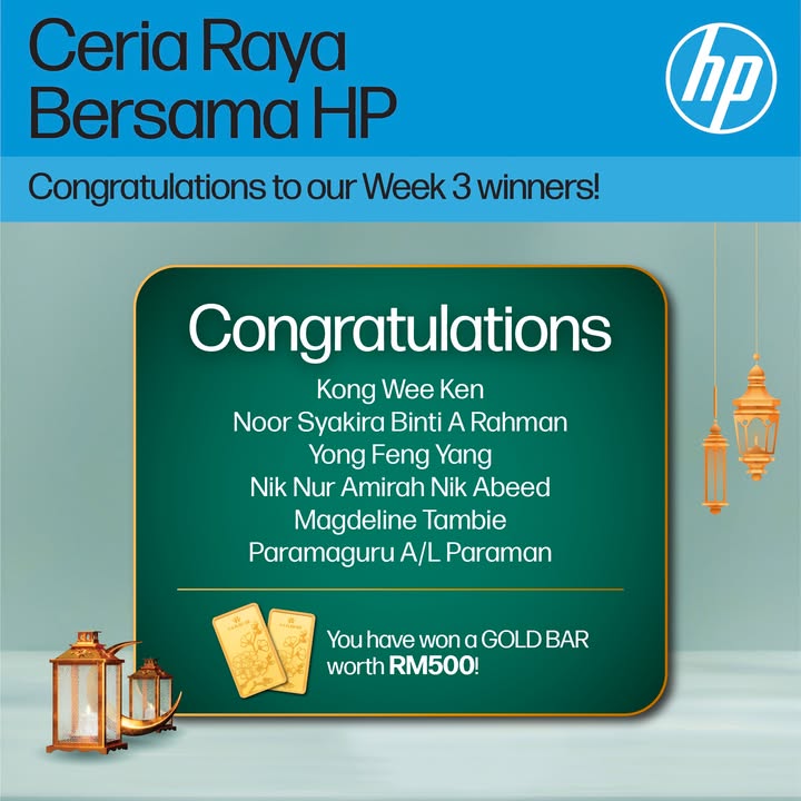  Congratulations to Our Ceria Raya Bersama HP Contest Week 3 Winners Your Raya just got even more exciting ...