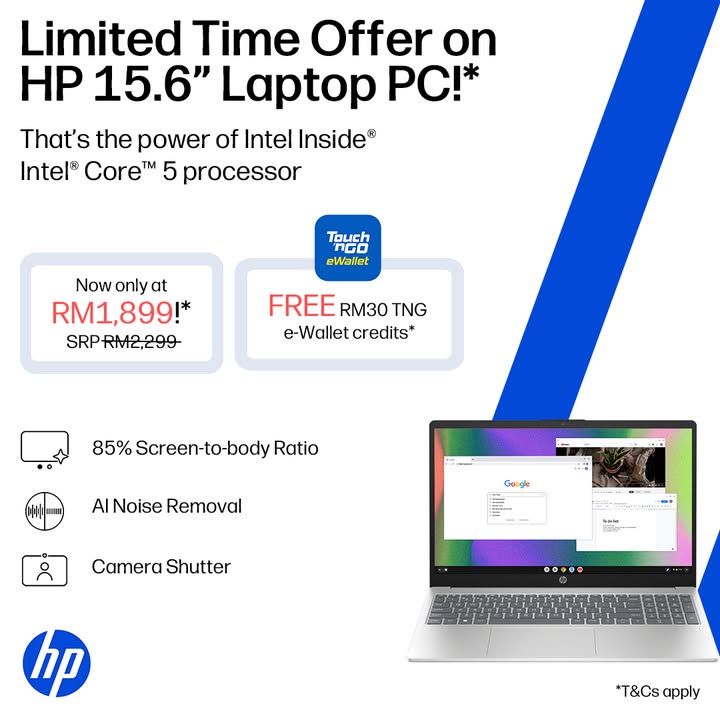  Christmas Comes Early with a deal you cant miss Unwrap the HP 15 Laptop PC for ONLY RM1,899 SRP RM2,299 Plus, e...