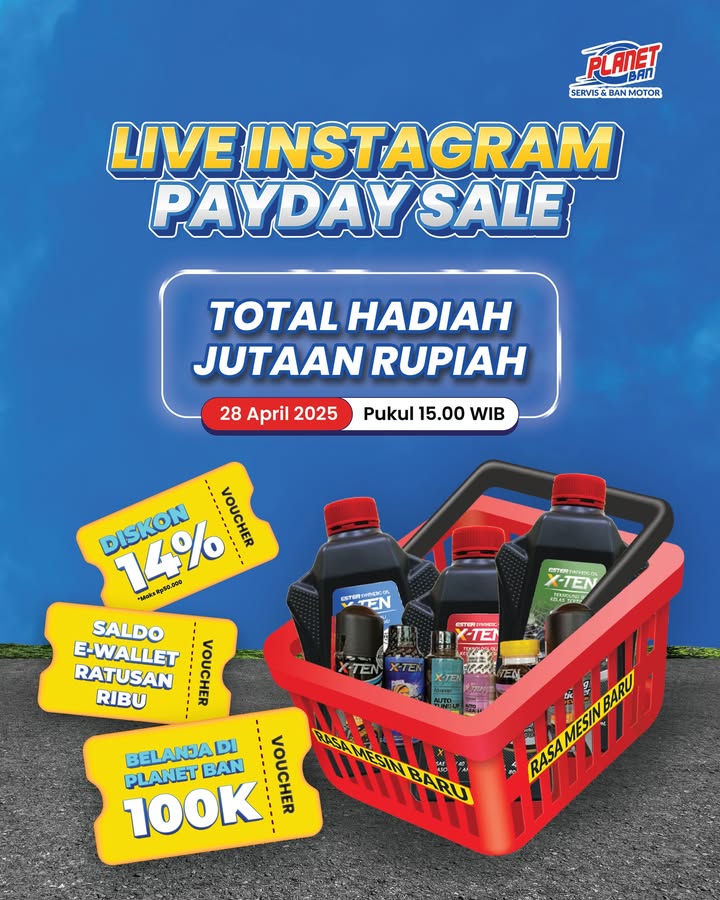 BESOK NIH Waktunya Payday Sale di Live Instagram Planet Ban Kamu yang aktif bisa dapetin hadiah spesial GRATIS dari Pl...
