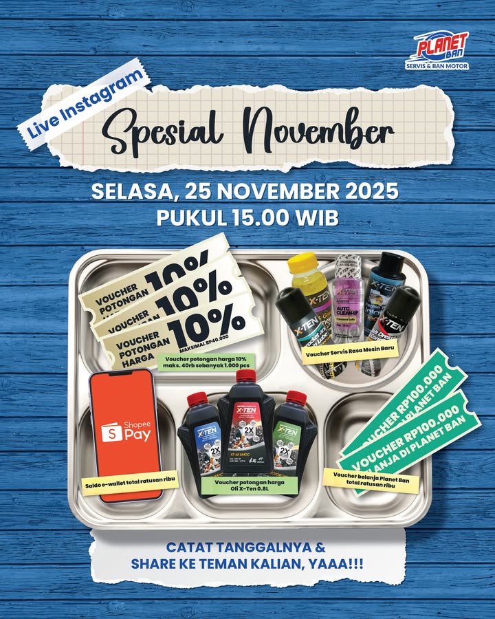 MENU HARI INI Live Instagram Planet Ban balik lagi dengan hadiah NovemberSpesial Siapkan kuota kalian karena ...